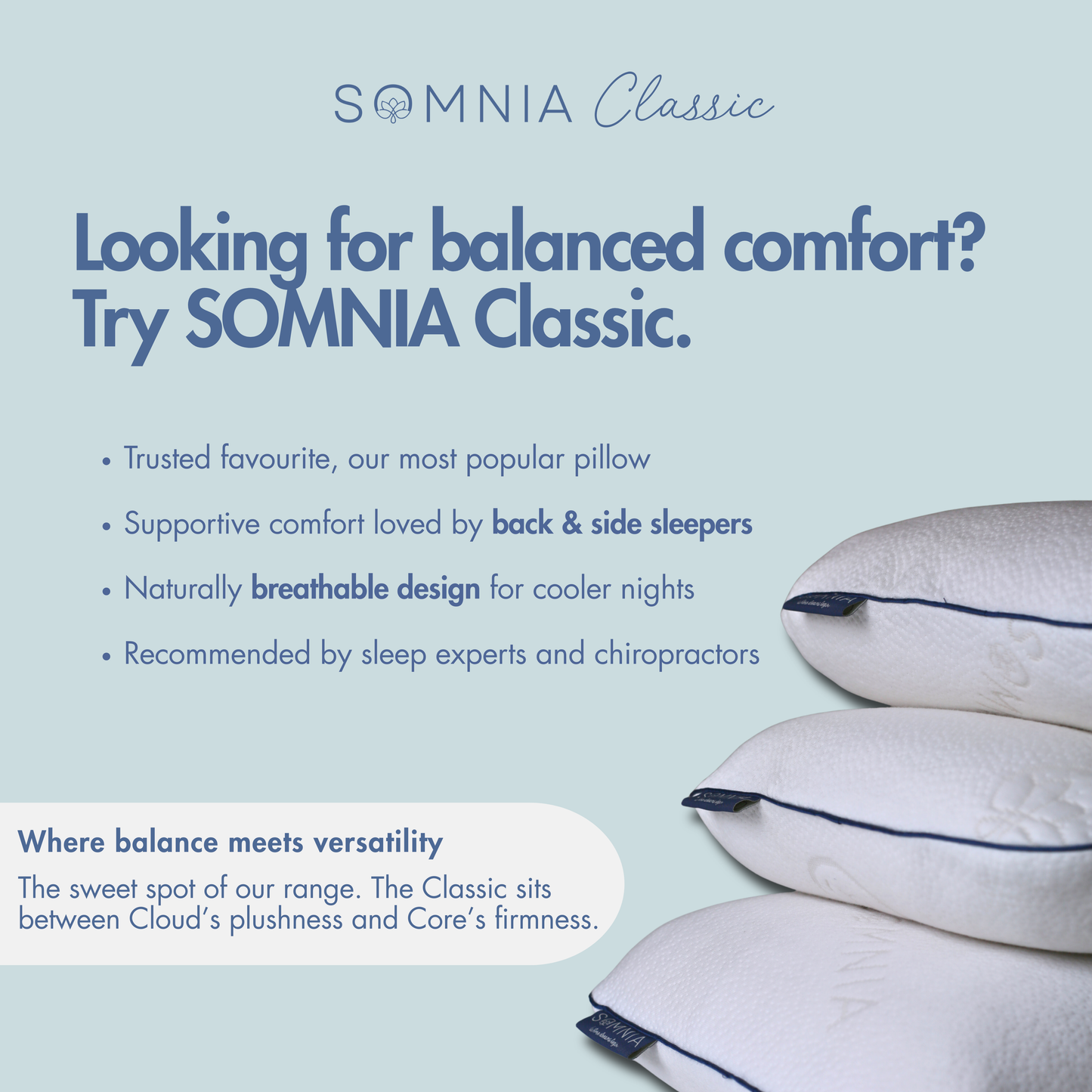 SOMNIA Classic Pillow - Balanced Support