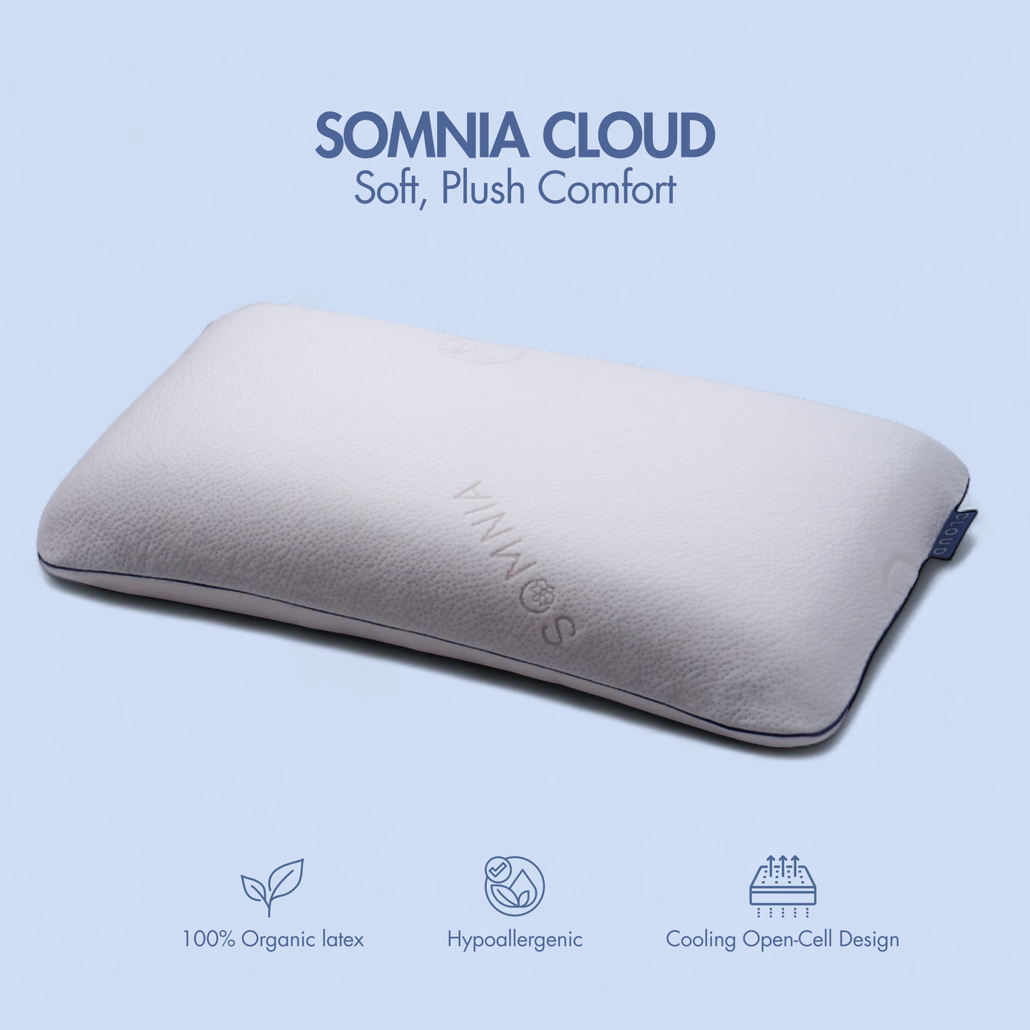 SOMNIA Cloud Pillow - Plush Organic Comfort